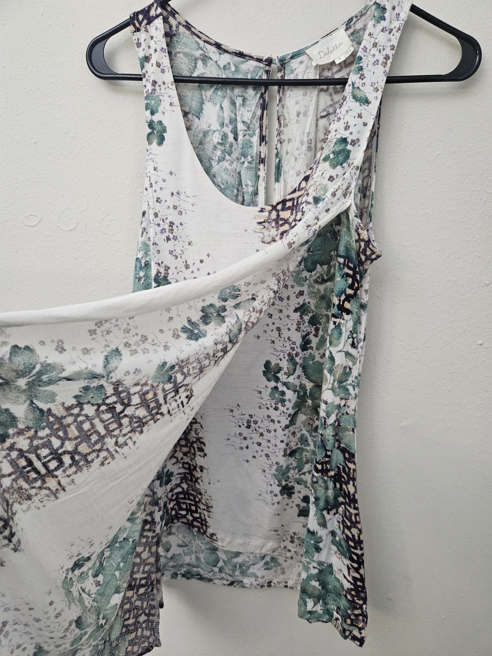 Anthropologie Deletta floral Tulip Hem Tank Sz Medium Keyhole Back - Picture 4 of 9